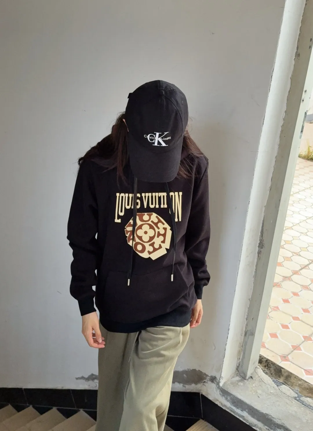 Louis Vuitton/Louis Vuitton 25Fw 3D letter patch hooded sweatshirt